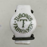 Tuborg sodavandsflaske, med patentprop, porcelæn.